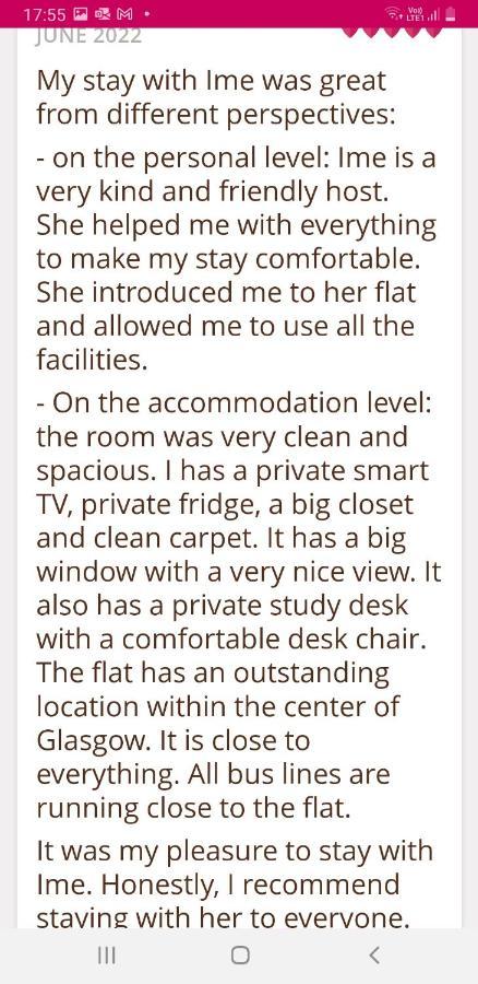 Apartment Beautiful Bedroom, Glasgow City Centre G4 Private Spare-Room Glasgow